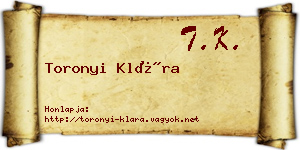 Toronyi Klára névjegykártya