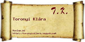 Toronyi Klára névjegykártya