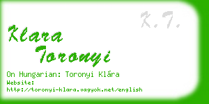 klara toronyi business card